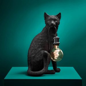 Lampe à poser chat Chouchou, Noir