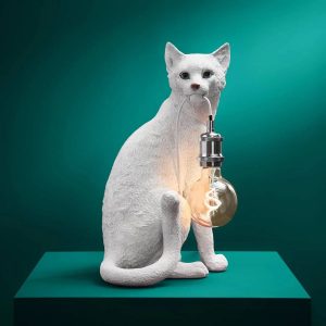 Lampe à poser chat Chouchou, Blanc