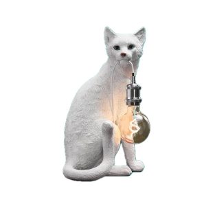 Lampe à poser chat Chouchou, Blanc