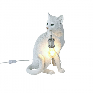 Lampe à poser chat Chouchou, Blanc