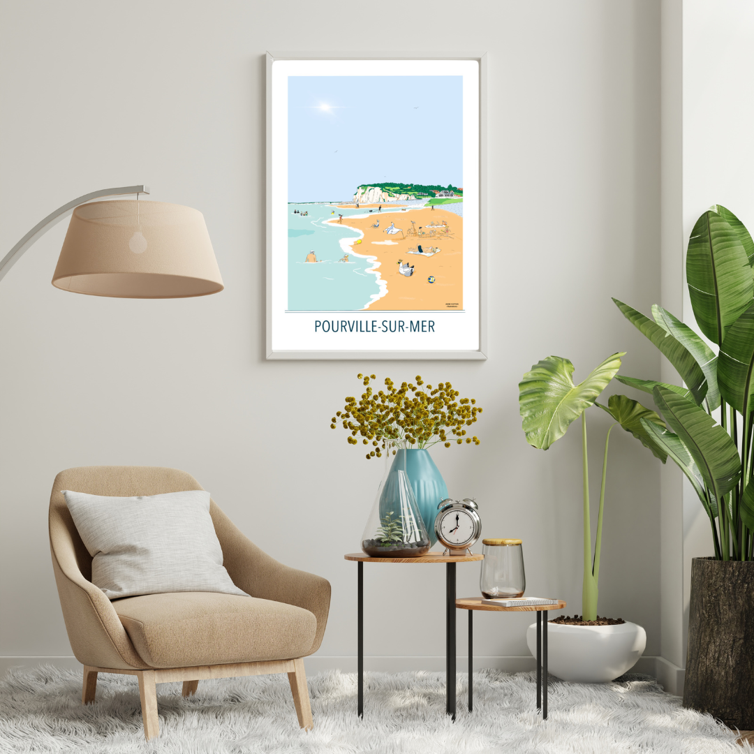 Illustration Pourville - La Plage - 30 x 40 cm – Image 2