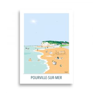 Illustration Pourville – La Plage – 50 x 70 cm