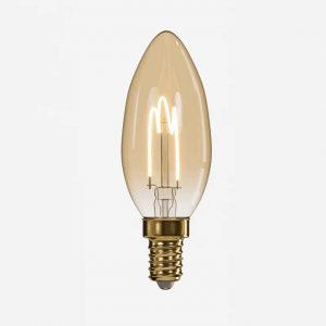 Ampoule LED filament boucle, forme bougie, Ambrée, E14