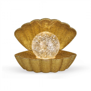 Lampe coquillage à paillettes dorées