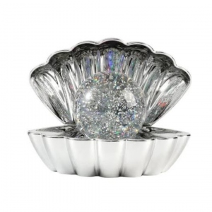 Lampe coquillage argentée à paillettes