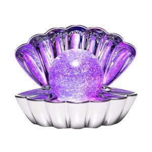 Lampe coquillage argentée à paillettes