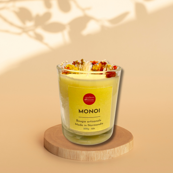 Bougie Verre Fleurs - Monoï – Image 2