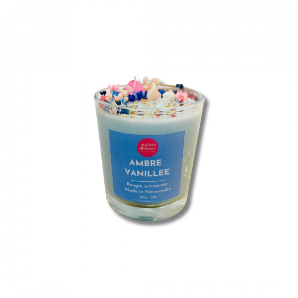 Bougie Verre Fleurs - Ambre Vanillée