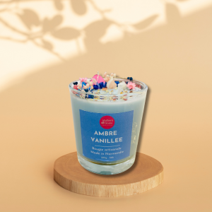 Bougie Verre Fleurs – Ambre Vanillée