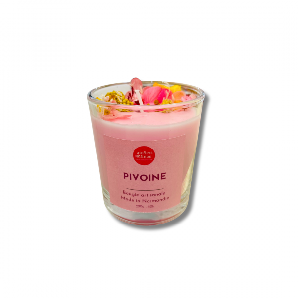 Bougie Verre Fleurs - Pivoine