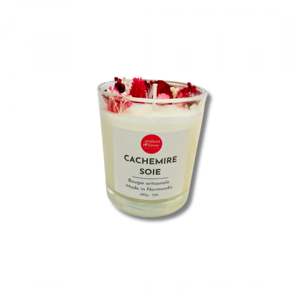 Bougie Verre Fleurs - Cachemire Soie