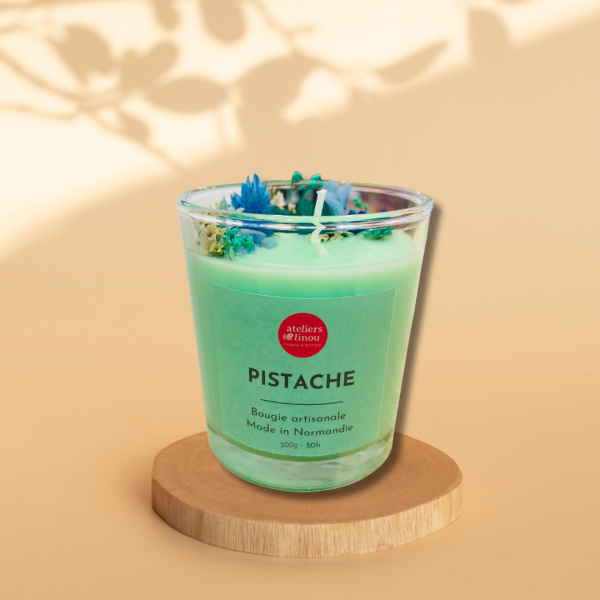 Bougie Verre Fleurs - Pistache – Image 2