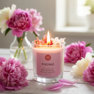 Bougie Verre Fleurs – Pivoine
