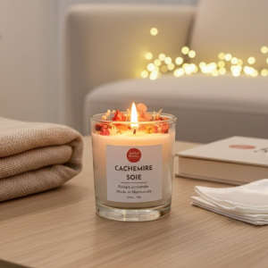 Bougie Verre Fleurs – Cachemire Soie