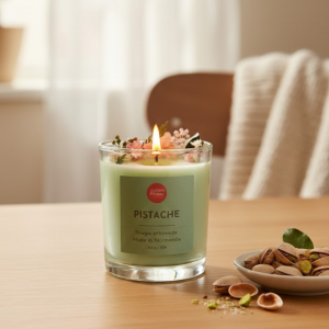 Bougie Verre Fleurs – Pistache