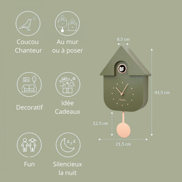 Horloge Cuckoo Pastel Kaki – Image 3