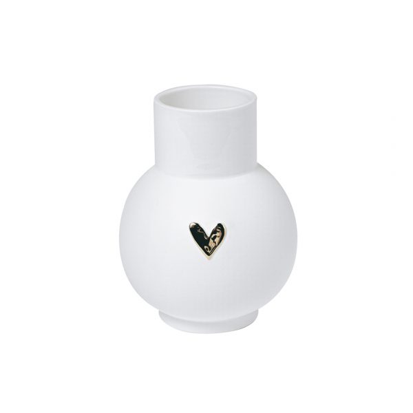 Vase Porcelaine Coeur Or - Grand Modèle