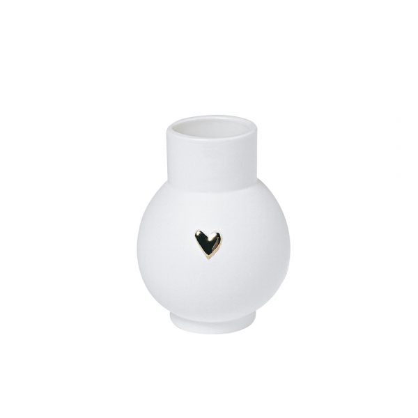 Vase Porcelaine Coeur Or - Petit Modèle