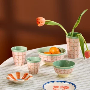 Verre Melaminé Rayure Fleurs