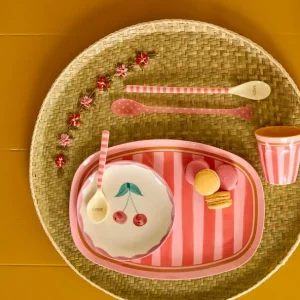 Verre Melaminé Rayure Rose et Rouge