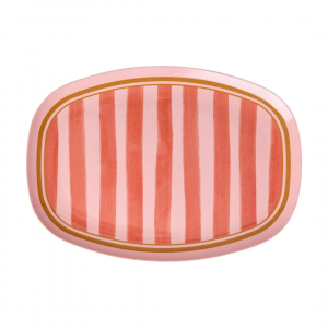 Assiette Melaminé Rayure Rose et Rouge