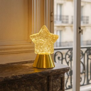 Lampe à Poser Etoile Paillette Dorée