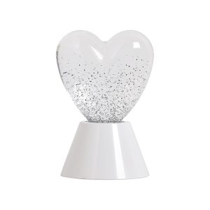 Lampe à Poser Coeur Paillette Blanche