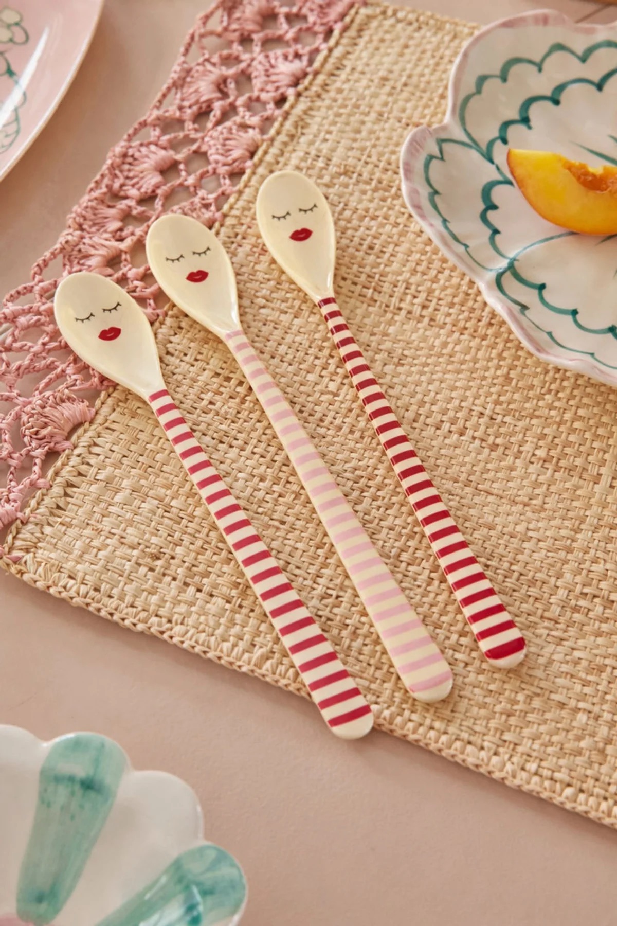 Cuillère à latte - Rayures Rouge et Rose – Image 2