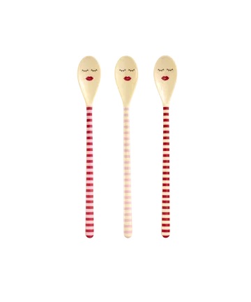 Cuillère à latte – Rayures Rouge et Rose