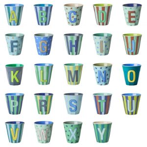 Verre Melaminé Lettre Bleu
