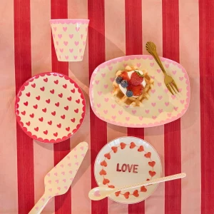 Assiette Rectangulaire Coeur Rose