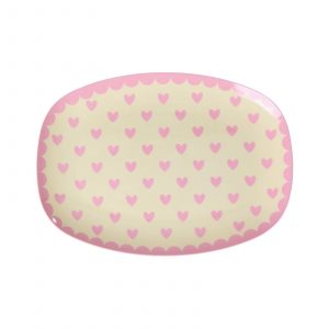Assiette Rectangulaire Coeur Rose