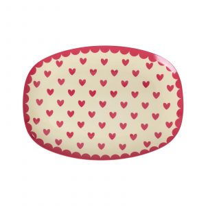 Assiette Rectangulaire Coeur Rouge