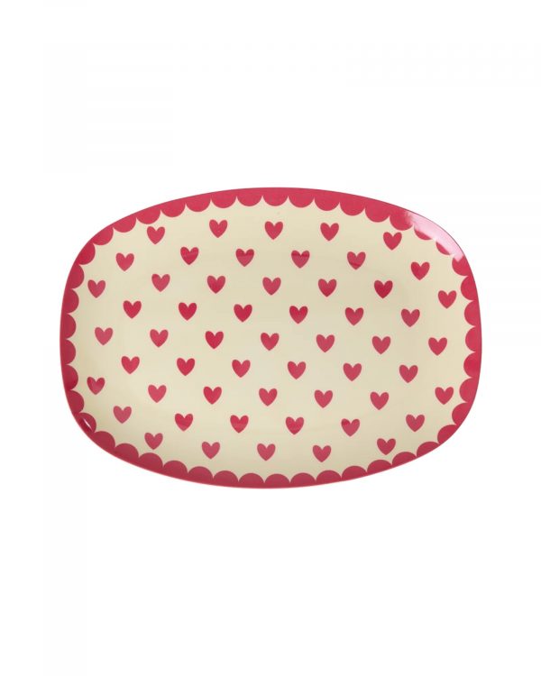 Assiette Rectangulaire Coeur Rouge