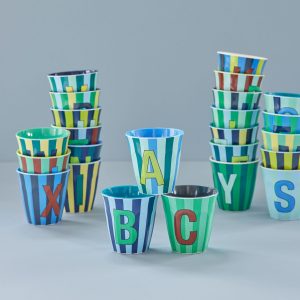 Verre Melaminé Lettre Bleu
