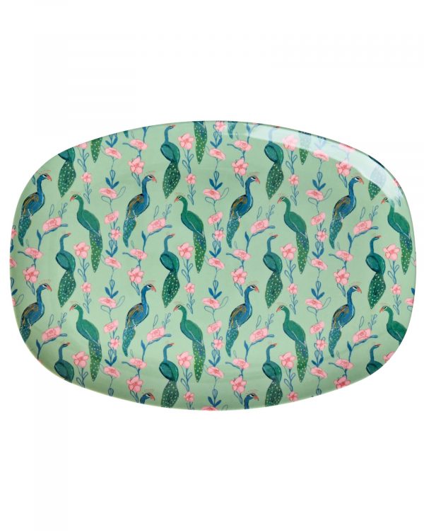 Assiette Rectangulaire Paon