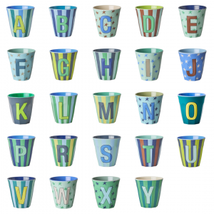 Verre Melaminé Lettre Bleu