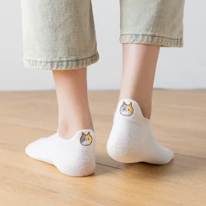 Chaussettes Languette Chat Blanche