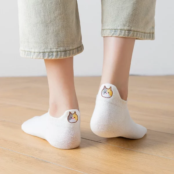 Chaussettes Languette Chat Blanche – Image 2