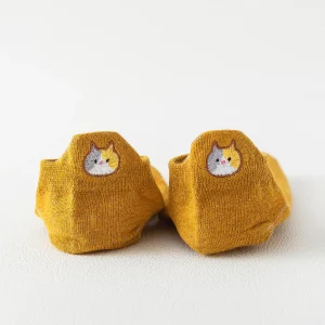 Chaussettes Languette Chat Jaune