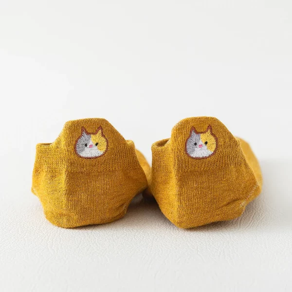 Chaussettes Languette Chat Jaune