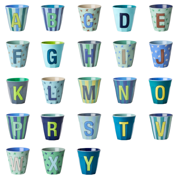 Verre Melaminé Lettre Bleu