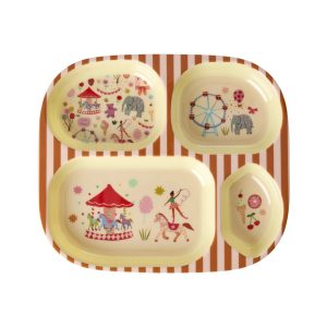 Assiette Enfant 4 Compartiments – Rose – Cirque