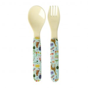 Cuillère et fourchette pour bébé – Menthe – Cirque