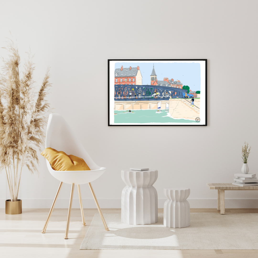 Illustration Dieppe - Pont Colbert - 21 x 30 cm – Image 2