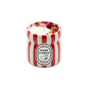 Bougie Pot Rayé Rouge – Pomme d&rsquo;amour
