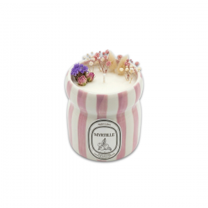 Bougie Pot Rayé Violet – Myrtille