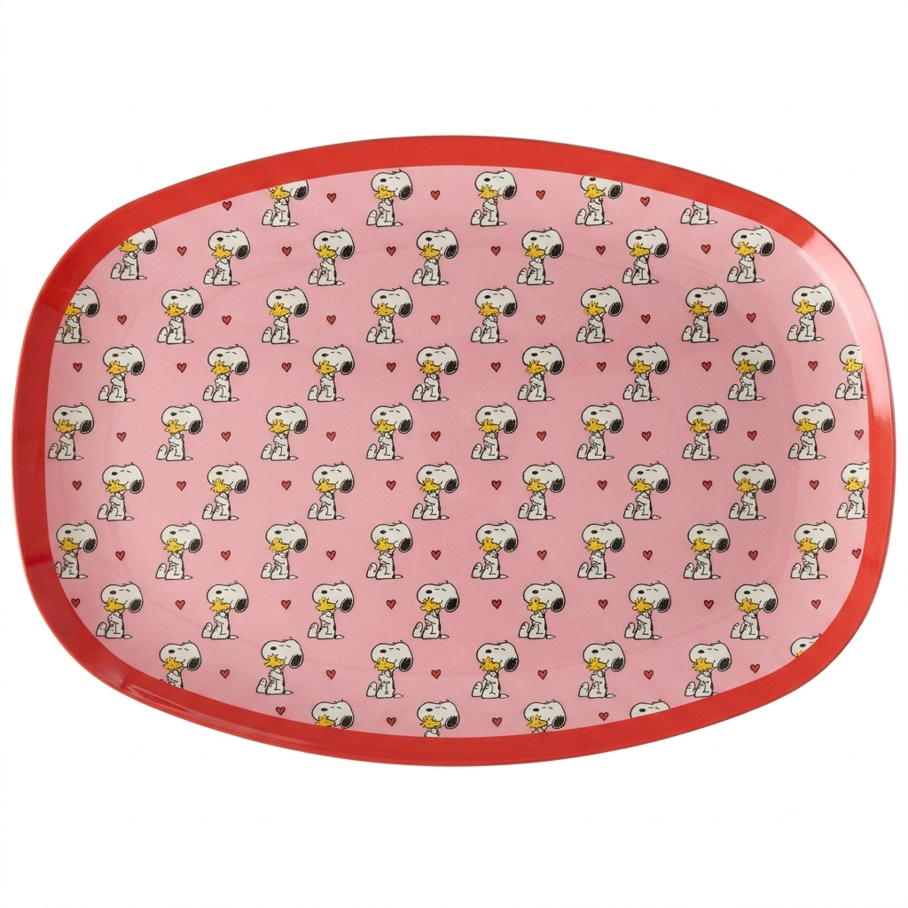 Plat Melamine Rectangulaire Snoopy Rose