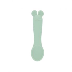 Petite cuillère en silicone sourie verte