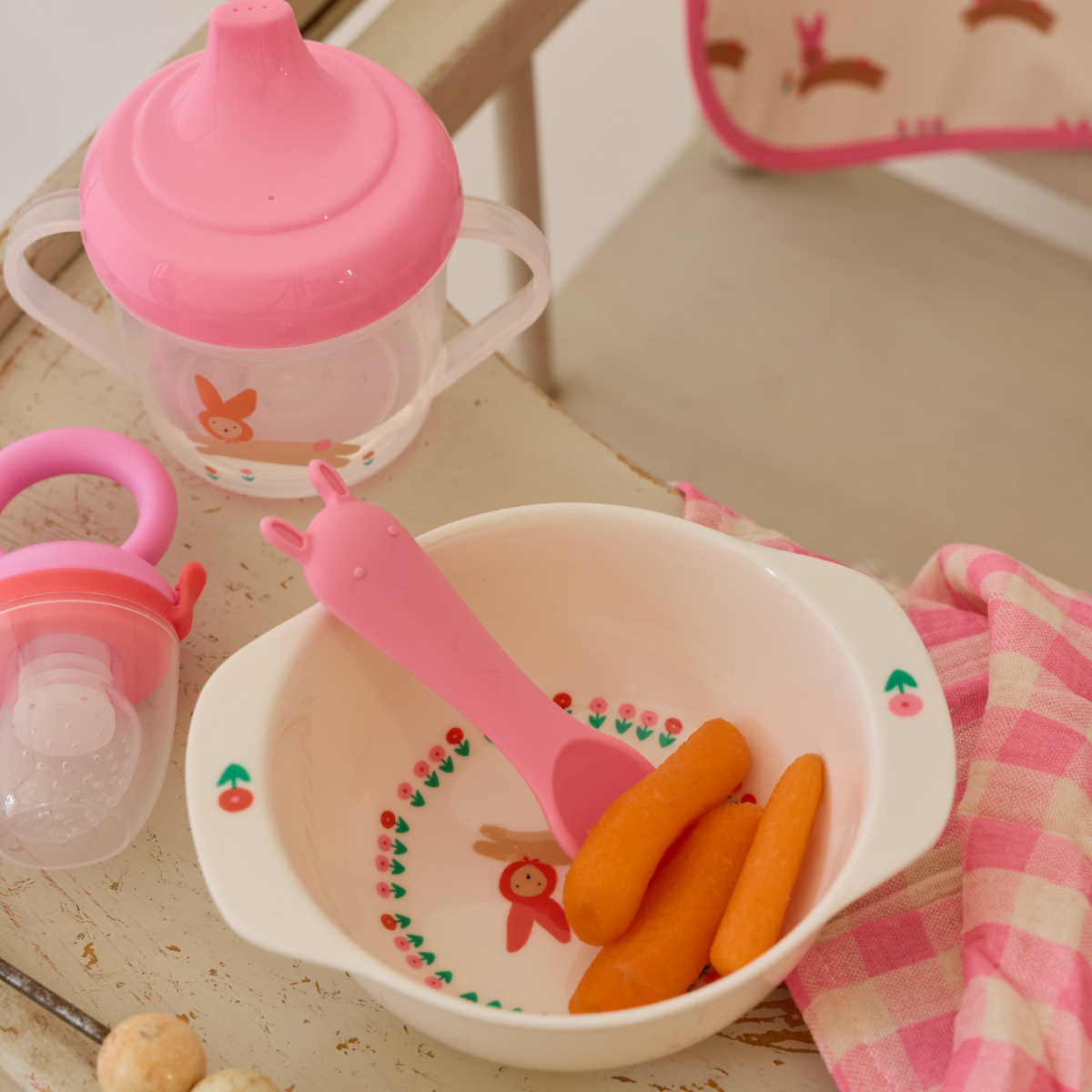 Petite cuillère en silicone lapin rose – Image 2